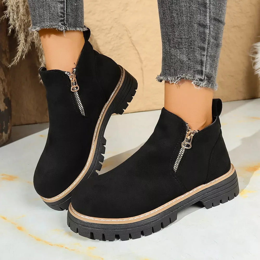 Round Toe Platform Boots - Trendsi - Flyclothing LLC