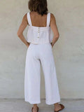 Square Neck Wide Strap Top and Pants Set - Trendsi - Flyclothing LLC