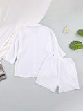 Texture Button Up Shirt and Shorts Set - Trendsi - Flyclothing LLC