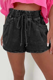Drawstring High Waist Denim Shorts with Pockets - Trendsi - Flyclothing LLC