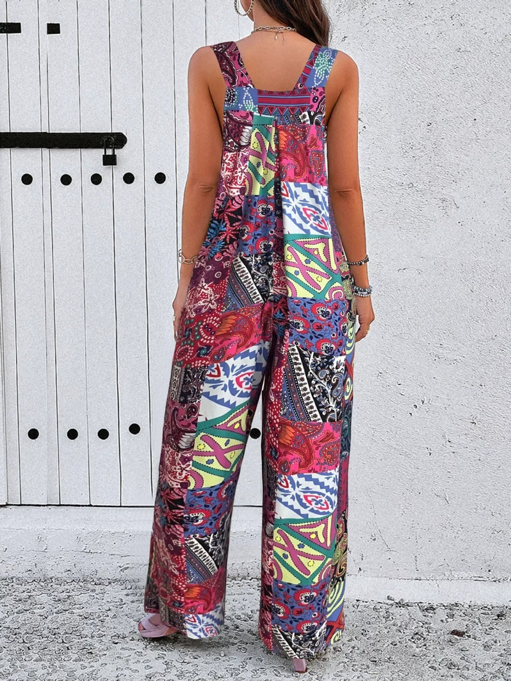 Plus Size Printed Wide Leg Jumpsuit - Trendsi - Flyclothing LLC