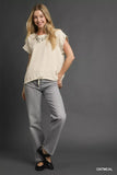 Umgee Linen Scalloped Round Neck Top - Trendsi - Flyclothing LLC