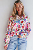 Floral Collared Neck Long Sleeve Shirt - Trendsi - Flyclothing LLC