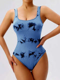 Tie-Dye Scoop Neck Wide Strap Active Bodysuit - Trendsi - Flyclothing LLC