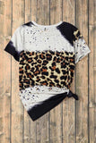 Bow Graphic Leopard Round Neck Short Sleeve T-Shirt - Trendsi - Flyclothing LLC