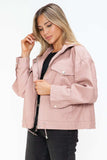 How Dare U Drawstring Hem PU Leather Zip Up Jacket - Trendsi - Flyclothing LLC