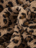 Fuzzy Leopard Long Sleeve Hooded Jacket - Trendsi - Flyclothing LLC