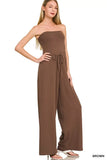 Zenana Tube Top Jumpsuit with Drawstring Waist - Trendsi - Flyclothing LLC