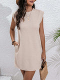 Round Neck Cap Sleeve Mini Dress with Pockets - Trendsi - Flyclothing LLC