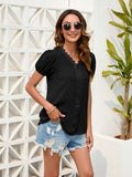 Swiss Dot Lace Detail V-Neck Blouse - Trendsi - Flyclothing LLC