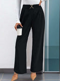 High Waist Straight Leg Pants - Trendsi - Flyclothing LLC