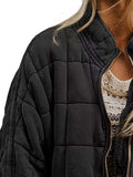 Full Size Zip Up Quilted Bomber Jacket Plus Size - Trendsi - Flyclothing LLC