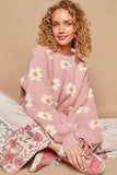 POL Daisy Pattern Drop Shoulder Sweater - Trendsi - Flyclothing LLC