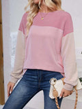 Color Block Round Neck Long Sleeve Sweatshirt - Trendsi - Flyclothing LLC
