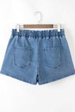 Drawstring High Waist Denim Shorts with Pockets - Trendsi - Flyclothing LLC