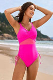 Drawstring Ruched V-Neck One-Piece Swimwear - Trendsi - Flyclothing LLC