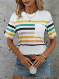 Striped Round Neck Short Sleeve T-Shirt - Trendsi - Flyclothing LLC
