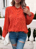 Frill Round Neck Long Sleeve Shirt - Trendsi - Flyclothing LLC