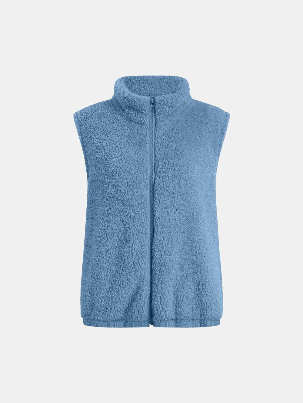 Full Size Fuzzy Zip Up Vest Coat with Pockets - Trendsi - Flyclothing LLC