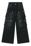 Multi-Pocket Cargo Wide-Leg Jeans - Trendsi - Flyclothing LLC