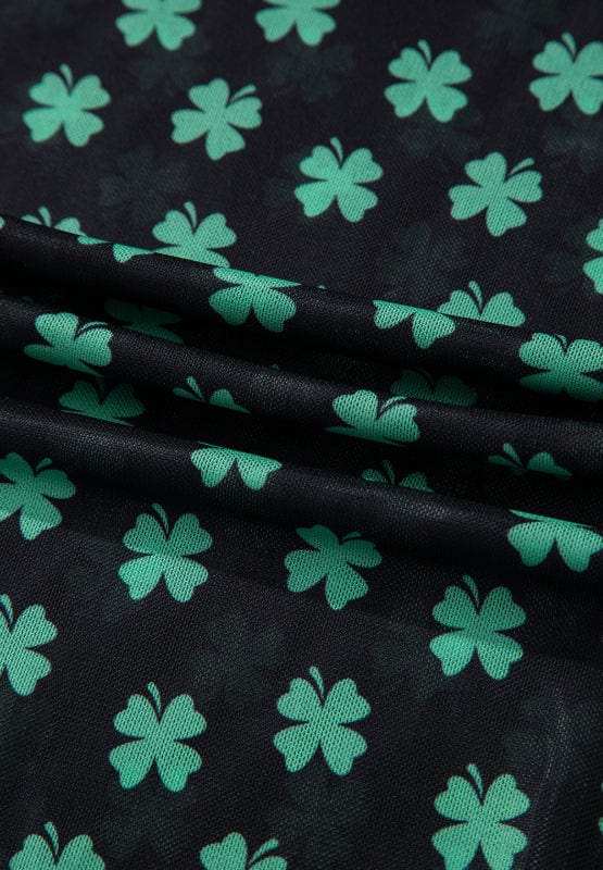 Lucky Clover Mock Neck Long Sleeve Bodysuit - Trendsi - Flyclothing LLC