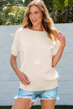 Daisy Round Neck Short Sleeve Knit Top - Trendsi - Flyclothing LLC