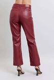 Judy Blue Full Size High Waist Tummy Control Faux Leather Straight Pants Plus Size - Trendsi - Flyclothing LLC