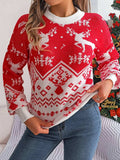 Christmas Element Round Neck Long Sleeve Sweater - Trendsi - Flyclothing LLC