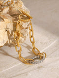Two-Tone Stainless Steel Chain Bracelet - Trendsi - Flyclothing LLC