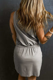 Drawstring Scoop Neck Mini Dress - Trendsi - Flyclothing LLC