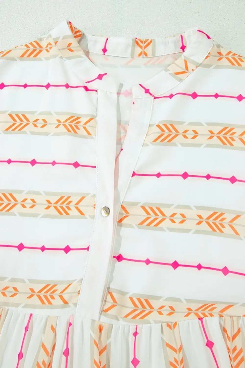 Printed Ruffled Notched Loose Dress - Trendsi - Flyclothing LLC