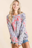 BiBi Tie Dye Print Terry Pull Over - Trendsi - Flyclothing LLC