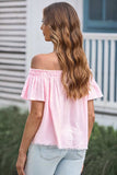 Off-Shoulder Short Sleeve Blouse - Trendsi - Flyclothing LLC