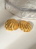 18K Gold-Plated Stainless Steel Shell Stud Earrings - Trendsi - Flyclothing LLC