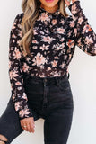 Floral Mock Neck Long Sleeve Blouse - Trendsi - Flyclothing LLC