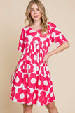 BOMBOM Flower Print Ruched Dress - Trendsi - Flyclothing LLC