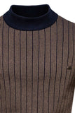 Men's Mock Neck Contrast Striped Sweater - Trendsi - Flyclothing LLC