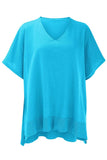 Slit V-Neck Half Sleeve Knit Top - Trendsi - Flyclothing LLC