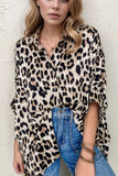 Leopard Print Buttoned 3/4 Sleeve Loose Fit Shirt - Trendsi - Flyclothing LLC