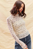 SO ME Floral Print Textured Long Sleeve Knit Top - Trendsi - Flyclothing LLC