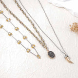 3 Piece Stainless Steel Pendant Necklace - Trendsi - Flyclothing LLC