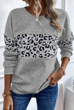 Leopard Round Neck Long Sleeve Sweatshirt - Trendsi - Flyclothing LLC