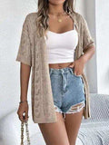 Openwork Open Front Half Sleeve Cardigan - Trendsi - Flyclothing LLC