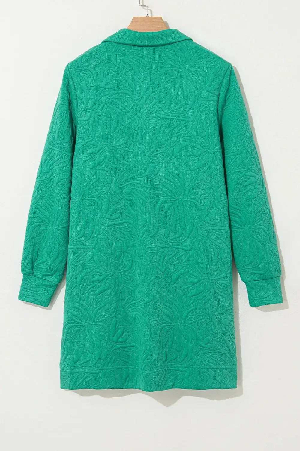 Texture Quarter Zip Long Sleeve Mini Dress - Trendsi - Flyclothing LLC