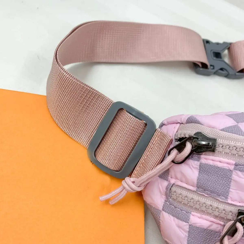Checkered Adjustable Strap Nylon Crossbody Bag - Trendsi - Flyclothing LLC