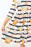 Pumpkins & Peonies 3/4 Sleeve Pocket Twirl Dress - Mila & Rose ® - Flyclothing LLC