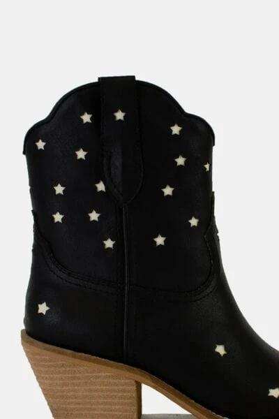 Beast Fashion Faux Leather Star-Shaped Cutouts Point Toe Boots - Trendsi - Flyclothing LLC
