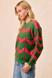 BiBi Christmas Theme Chevron Sequins Detail Sweater - Trendsi - Flyclothing LLC