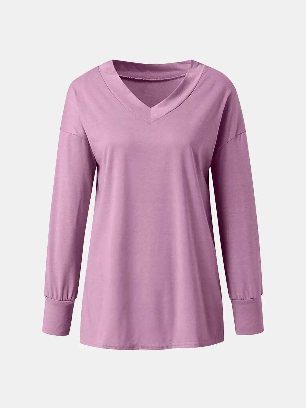 Full Size V-Neck Long Sleeve T-Shirt - Trendsi - Flyclothing LLC