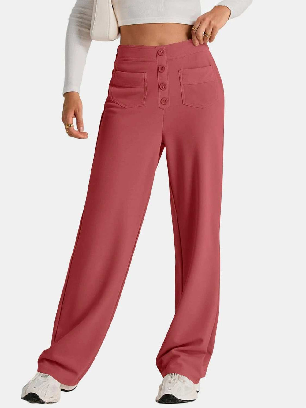 High Waist Wide Leg Pants - Trendsi - Flyclothing LLC